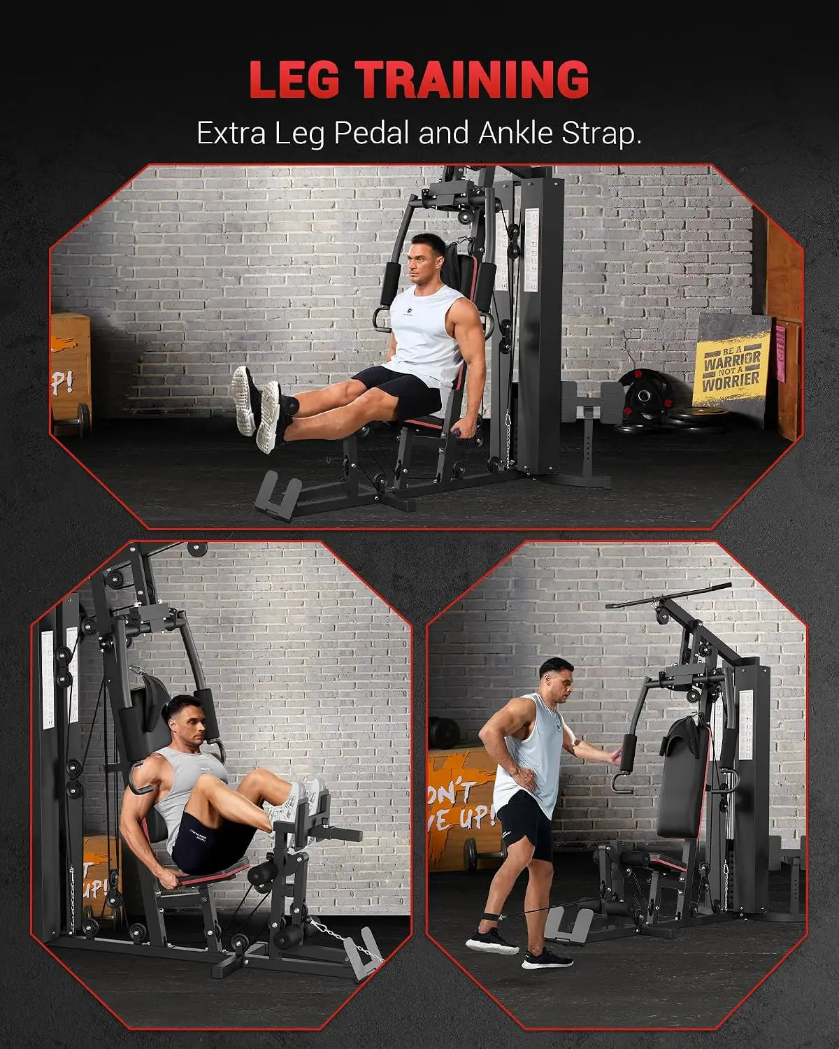 Home Gym Equipment, Multifunctional Workout Machine with 150 LBS Weight Stack, Leg Press, Pulley System & Preacher Curl Pad for Full Body Workout