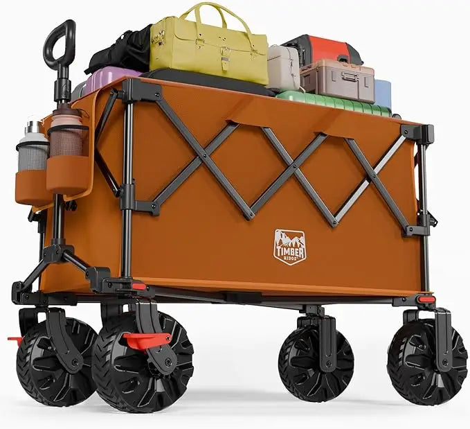 Outdoor Folding Stroller with Brakes and Cup Holders, 500-pound Heavy-duty All-terrain Wheels