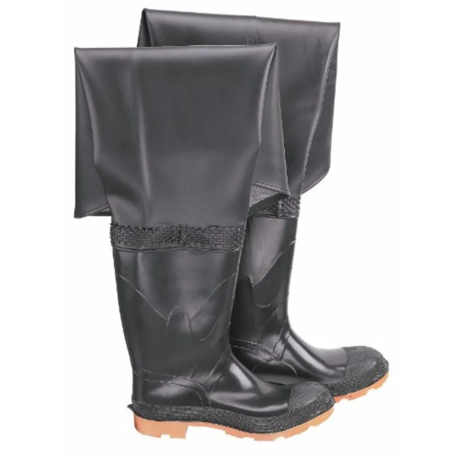 Hip Wader Plain Toe - Waders for Men Women - Fishing and Hunting Boots - Waterproof Hip Waders - Made from PVC - Black - Size 6