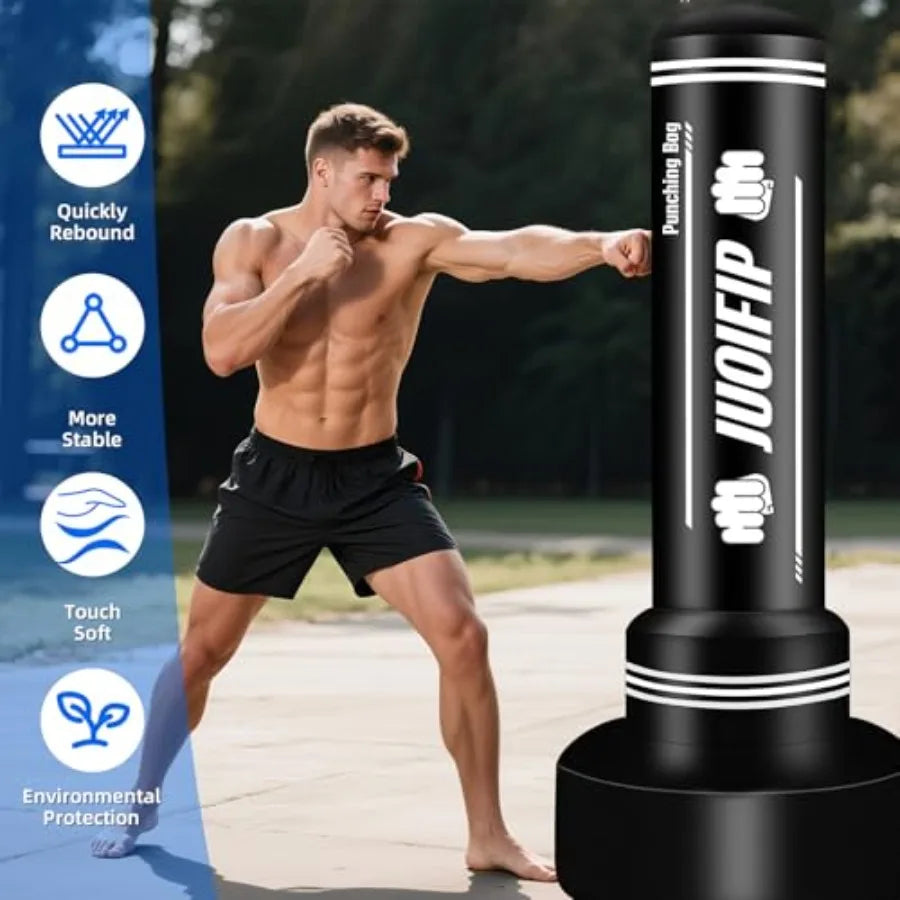 Freestanding Punching Bag with Stand, Men Standing Kickboxing Bag, Heavy Boxing for Adult Teens, Suitable for MMA Dummy Karate