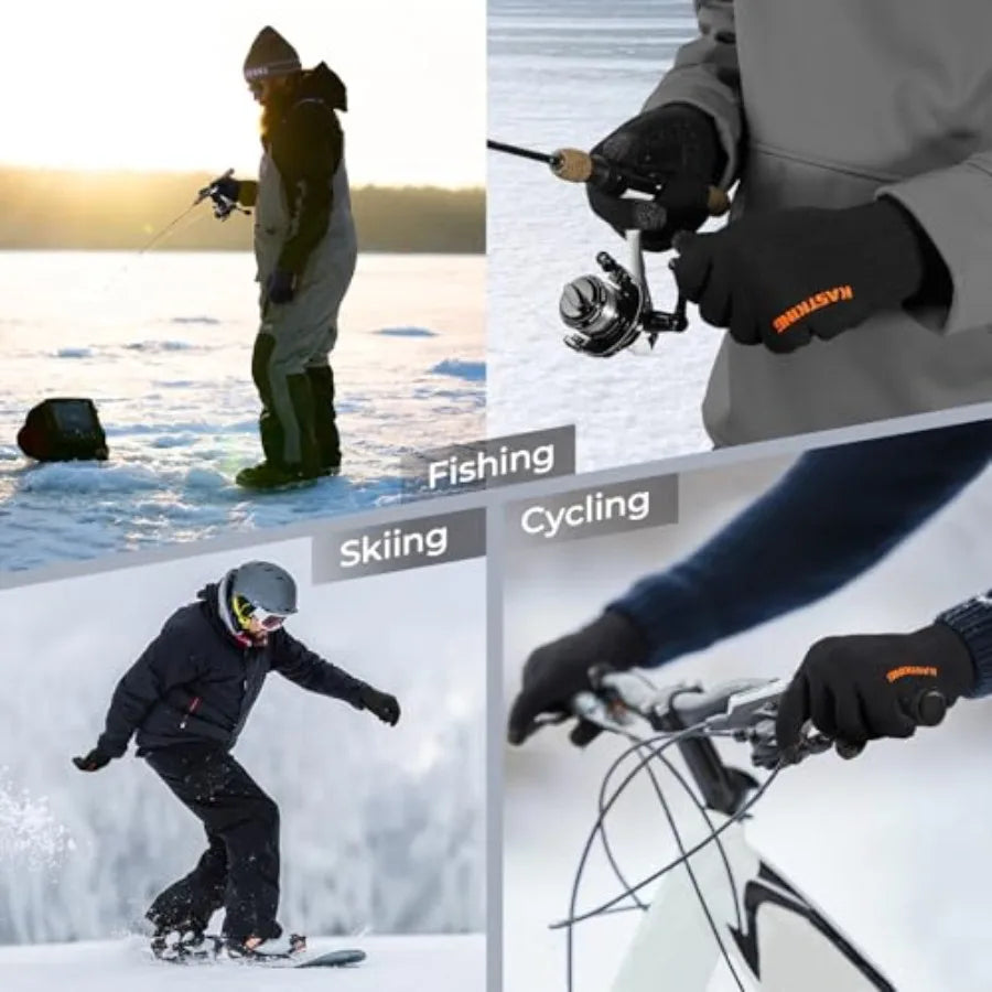 HydroFlex Waterproof Fishing Gloves Touchscreen Compatible Non-Slip Palm 4-Way Stretch Extended Cuff for Winter and Ice Fishing