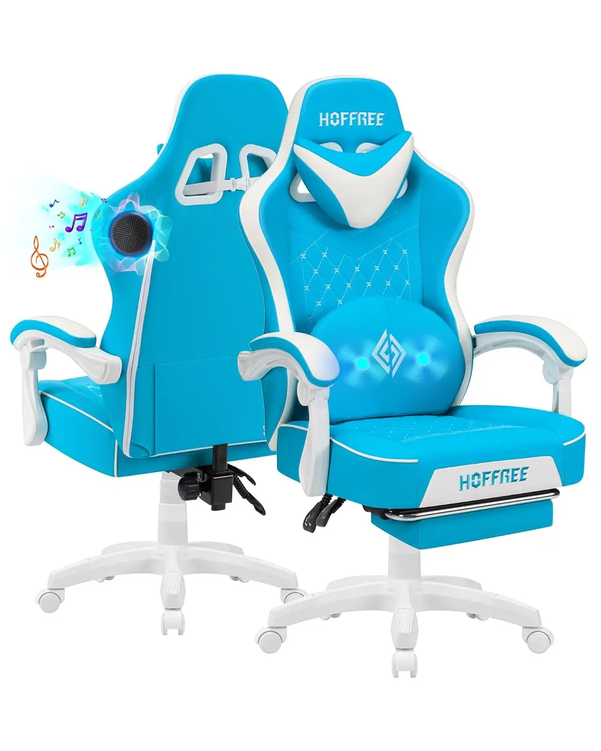 Gaming Chair Computer Chair with Speakers Massage Game Chairs with Footrest Bluetooth High Back Ergonomic Computer, Customized