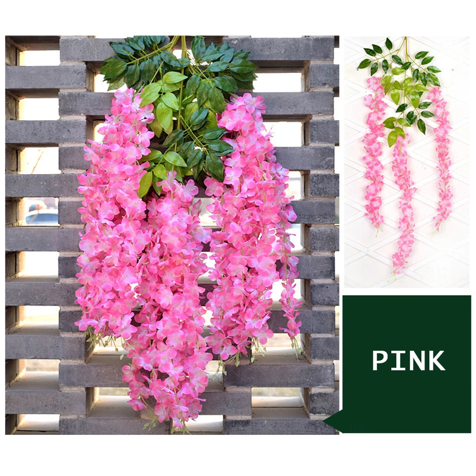 15/30Pcs Artificiales Wisteria Hanging Flowers, 43 Inch Fake Hanging Flowers, Wisteria Artificiales Garland for Home Wedding