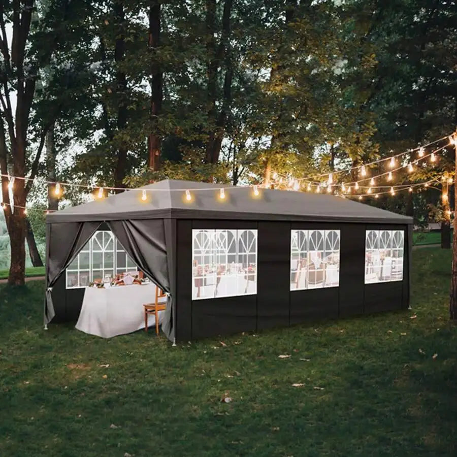10' X 30' Outdoor Waterproof Gazebo Canopy Tent With Removable Sidewalls And Windows Heavy Duty Tent For Party Wedding Events Beach BBQ