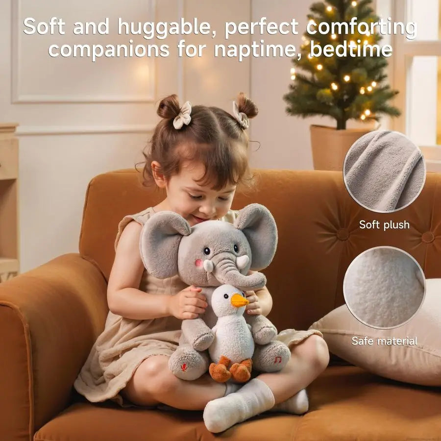Elephant Stuffed Animal Toys, Interactive Singing Talking Plush Elephant and Bird Toy, Baby Animated Animals