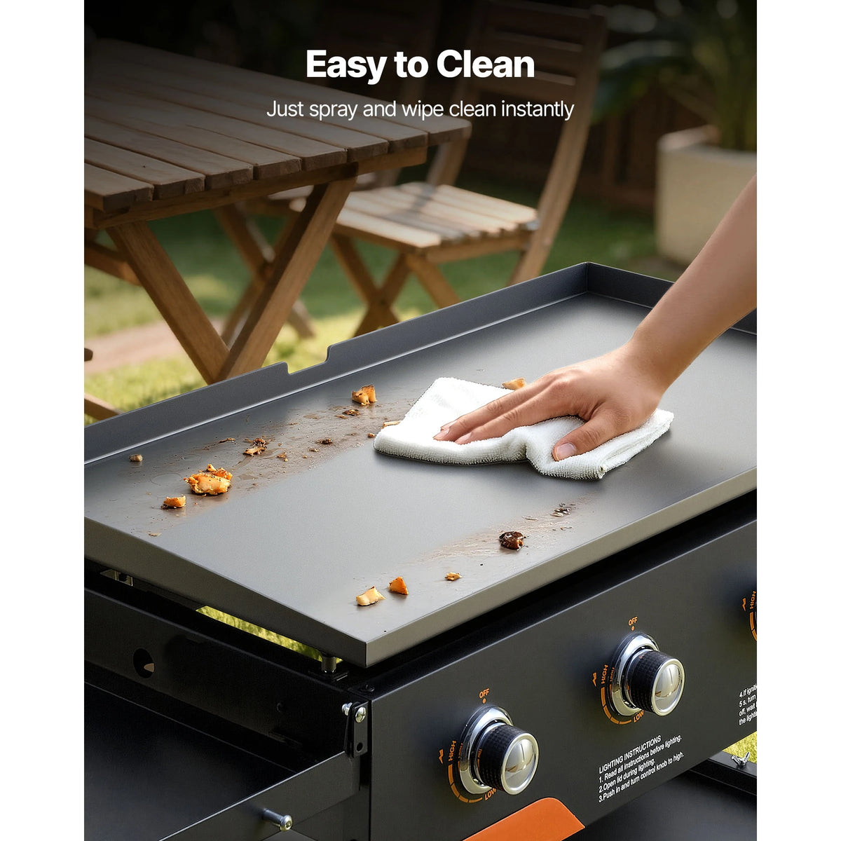 VEVOR Gas Griddle 28 inch/36 inch Grill Plate Foldable Propane Griddle with Wheels for Pan-Frying Grilling Stir-Frying & BB