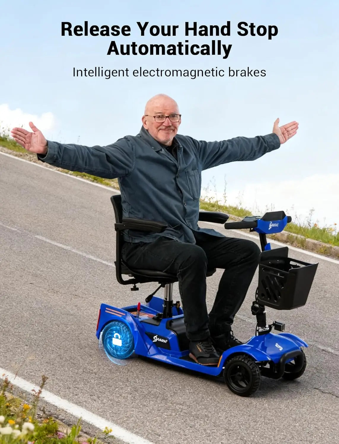 4 Wheel Mobility Scooter for Adults&Seniors, 15 Miles All-Terrain Foldable Portable Travel Electric Scooter Up to, Customized
