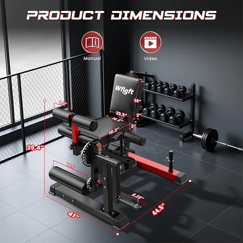 Pooboo Leg Extension and Curl Machine, 1000LB Adjustable Home Gym Leg Trainer | 4 in 1 Leg Trainer with Quick Pull-Pin Adjustments, 1000LB Capacity and Support for 1' and 2' Weight Plates