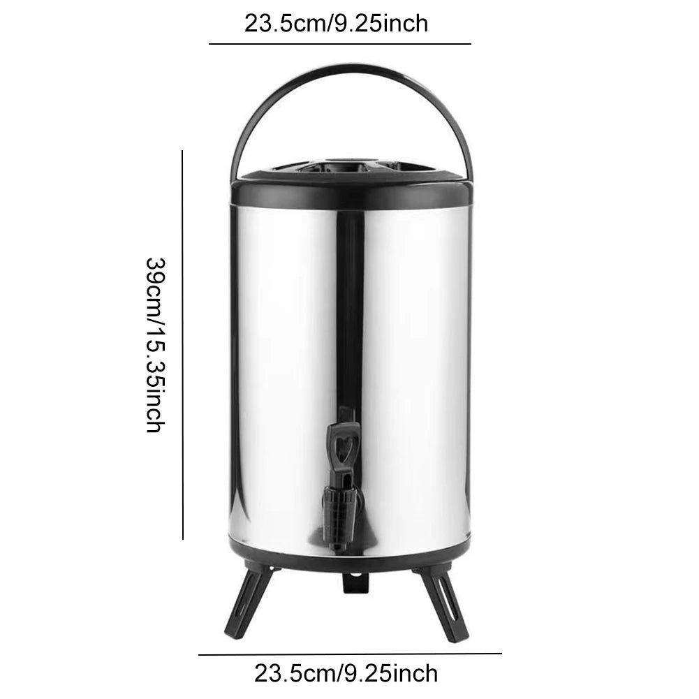 Milk Tea Barrel Drink Bucket Stainless Steel Insulated Beverage Dispenser with Faucet for Thermal Insulation Milk Tea Juice Beer