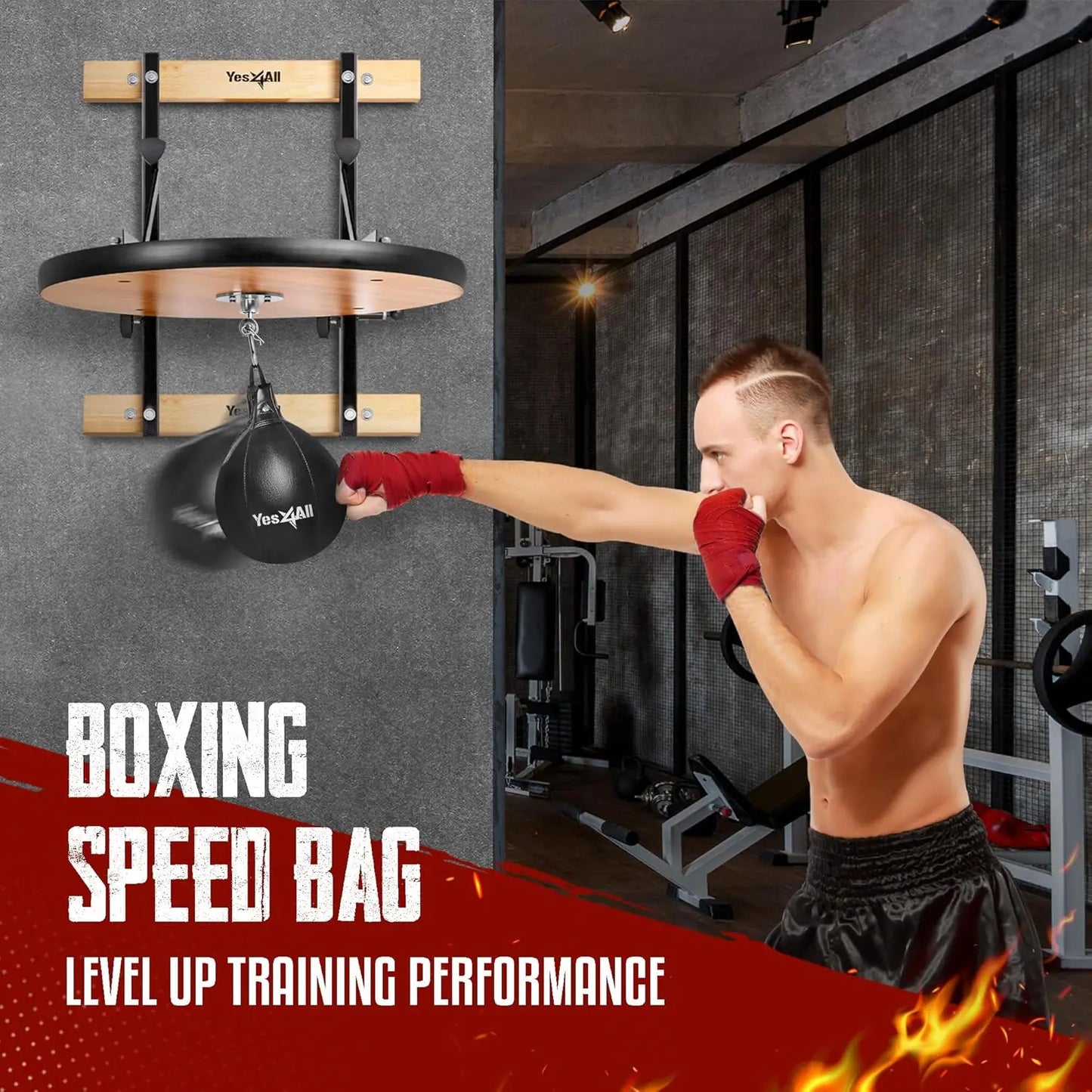 24 Inch Adjustable Wall Mount Punching Bag with Upgraded Speed Balls Boxing Training Full Kit for Fitness And Martial Arts Train