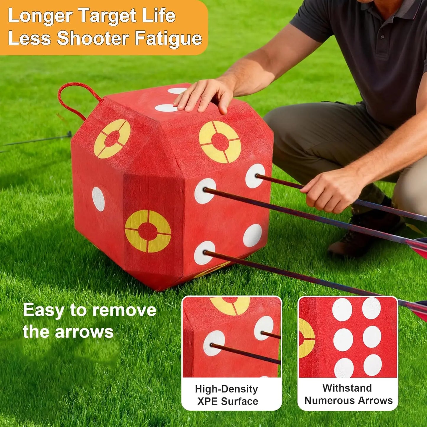 18-Sided Cube Archery Target 32 Bullseyes Portable Backyard Shooting for Broadheads Field Points Easy Arrow Removal Compound Youth Bows with Carrying Handle