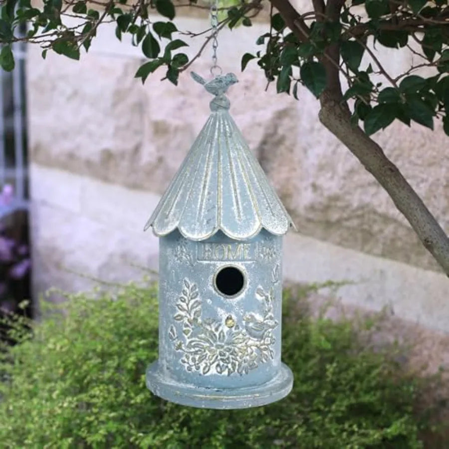 Metal Hanging Birdhouses for Outdoors Bird Houses for Outside Unique Bird Nest for bird Wren Chickadee Sparrow Bird Nest Box fo