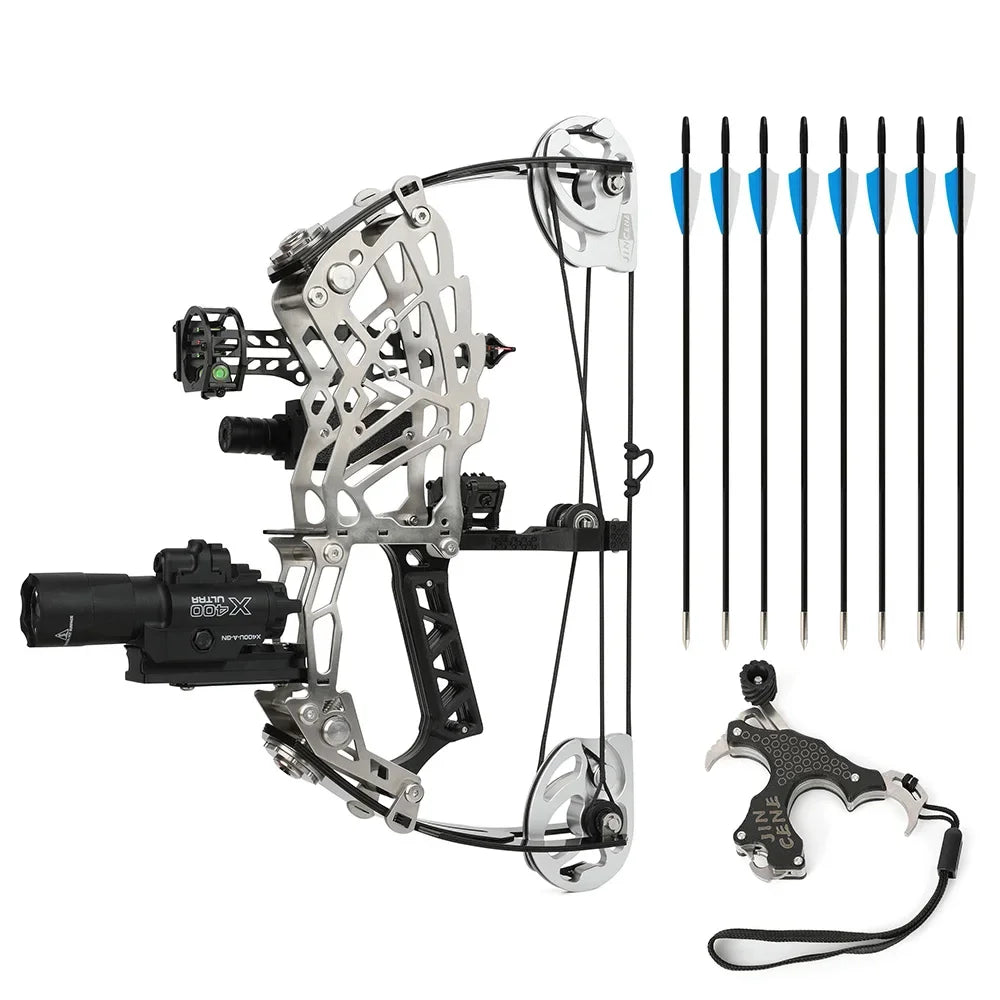 Archery Compound Bow 15-32lbs Adjustable Pulley Bow Right Hand Carbon Fiber Grip Target Practice Shooting Beginners Teen Youth