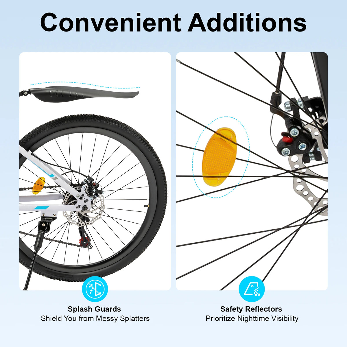Mountain Bike, Folding Bicycle, Foldable Mountain Bike, 26 Inch 21 Speed High Carbon Steel, Double Disc Brake, Blue White, Easy Assembly, Shock Absorber, Anti-Rust Durable Frame, Outdoor Off-Road Commuter, Compact Storage, Me