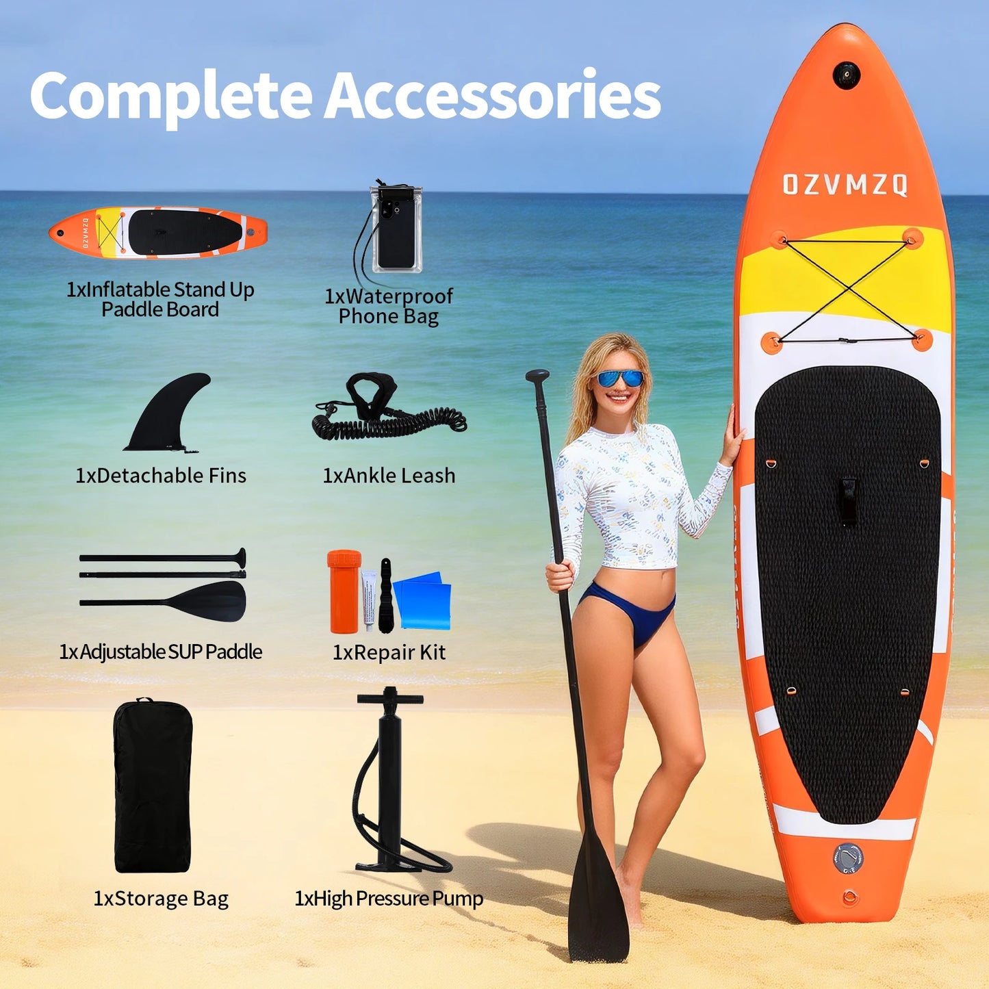 10'6" Inflatable Stand Up Paddle Board with Complete Accessories & Camera Mount,Non-Slip Comfort Deck SUP Paddleboard