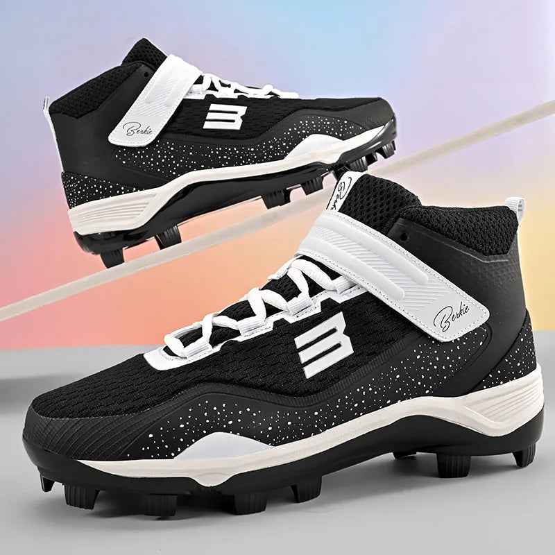 TaoBo Mid Cut Pro Baseball Shoes Men Women Size 40-47 Softball Shoes Non Slip Outdoor Spiked Sneakers Competition Shoes