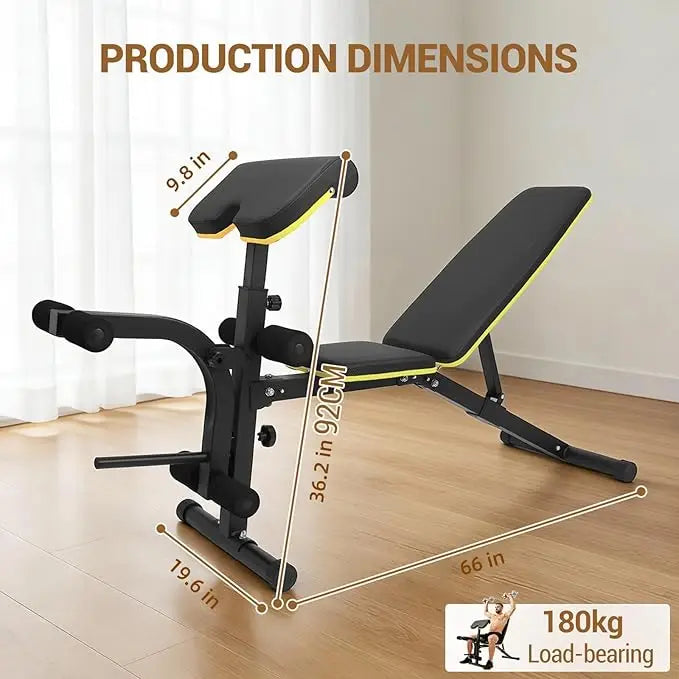 Adjustable Weight Bench , Multi-Functional Strength Training Bench with Thick Pad, Foldable Workout Bench For Home Fitness Bench
