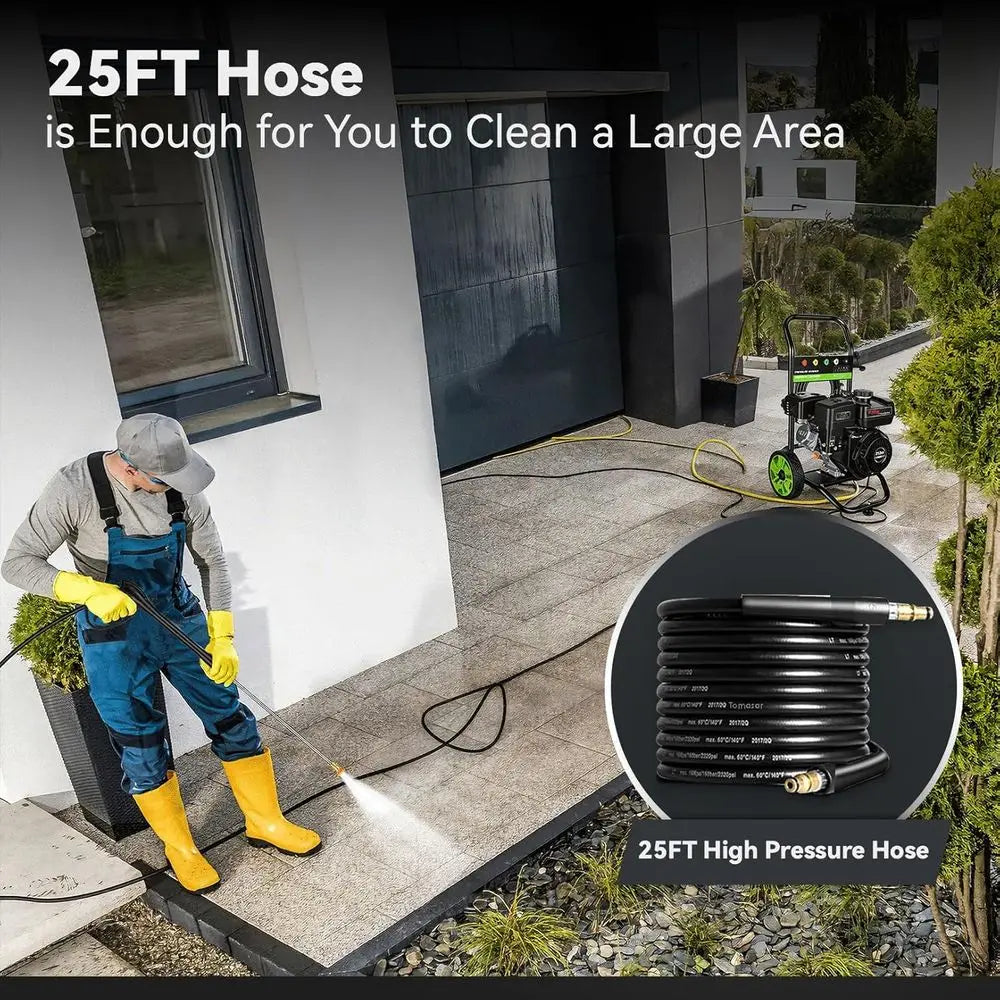4200 PSI 4.0 GPM Gas Pressure Washer with 212cc Engine, 25ft Hose, Spray Gun, Extension Wand, and 5 Nozzles