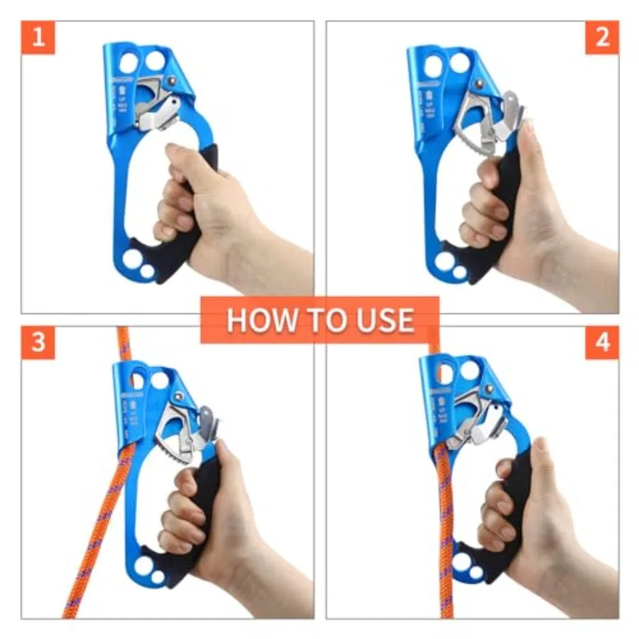 UIAA and CE Certified Hand Ascender Rock Climbing Tree Arborist Rappelling Gear Equipment Rope Clamp for 8~13MM Rope
