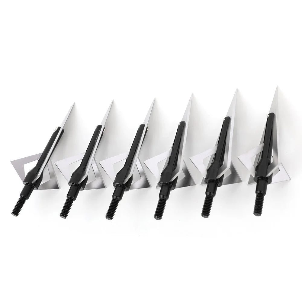 Archery Broadheads 12pcs 120grain Screw-in Aluminum Steel Arrowheads Durable Sharp Blade Tips for DIY Arrow Shaft Compound Recurve Bow Hunting Shooting Target Practice Outdoor Sports Accessories