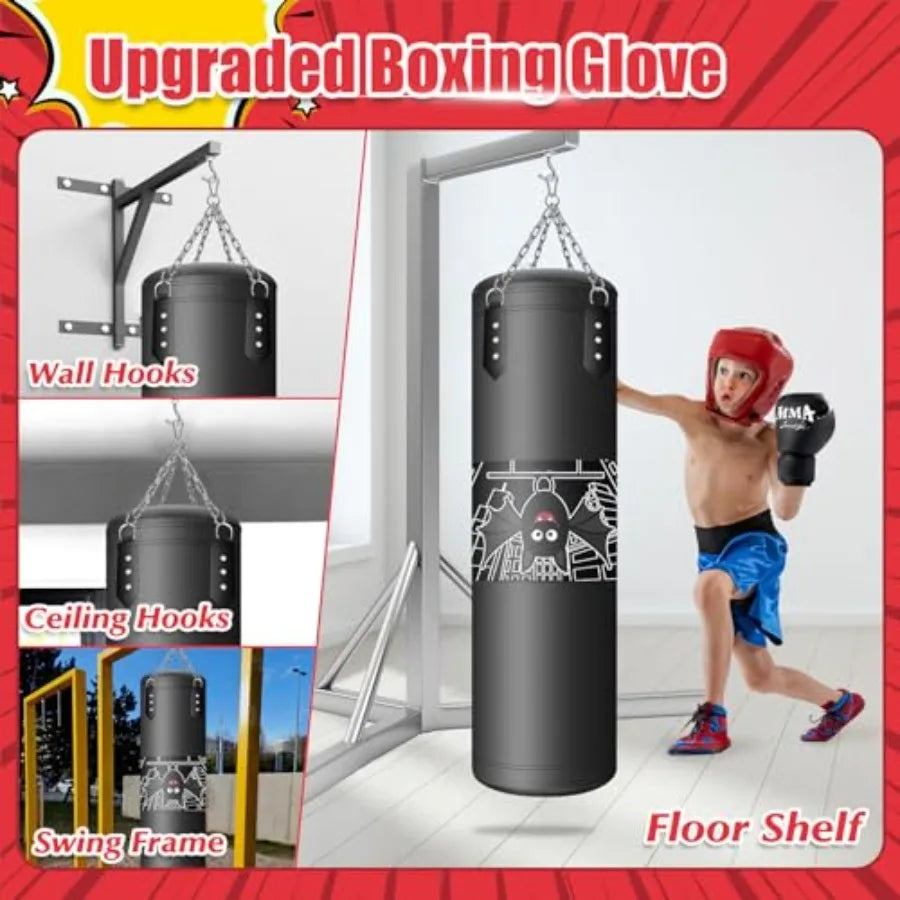 Punching Bag for,2.7FT Hanging Boxing Bag with Boxing Gloves, Boxing Set Kickboxing Bag for Youth Boxing Karate Muay Thai Kick