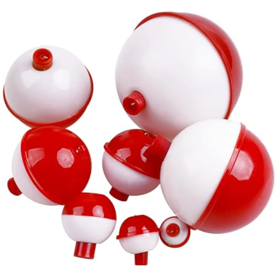 Fishing Bobbers Hard ABS Snap-on Push Button Round Buoy Floats for Crappie Panfish Walleyes Red and White 0.75 1 1.25 1.5 1.75