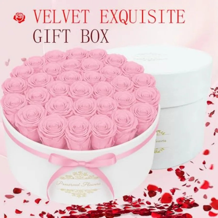 Forever Flowers in a Luxury Suede Box Preserved Birthday Gifts for Women Romantic Anniversary Valentines Day Gifts for Girlfrie