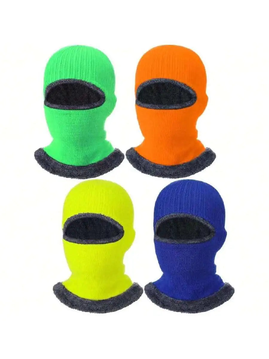 4pcs Warm Knitted Balaclava Thermal Fleece Ski Mask For Men Women Outdoor Winter Sports