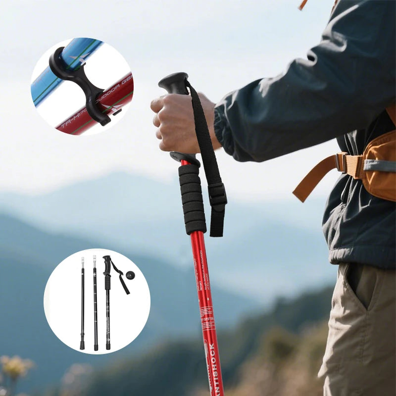 Outdoor Mountaineering Cane, Comfortable Handle, Cane Suitable for Hiking -2-piece Set(red)