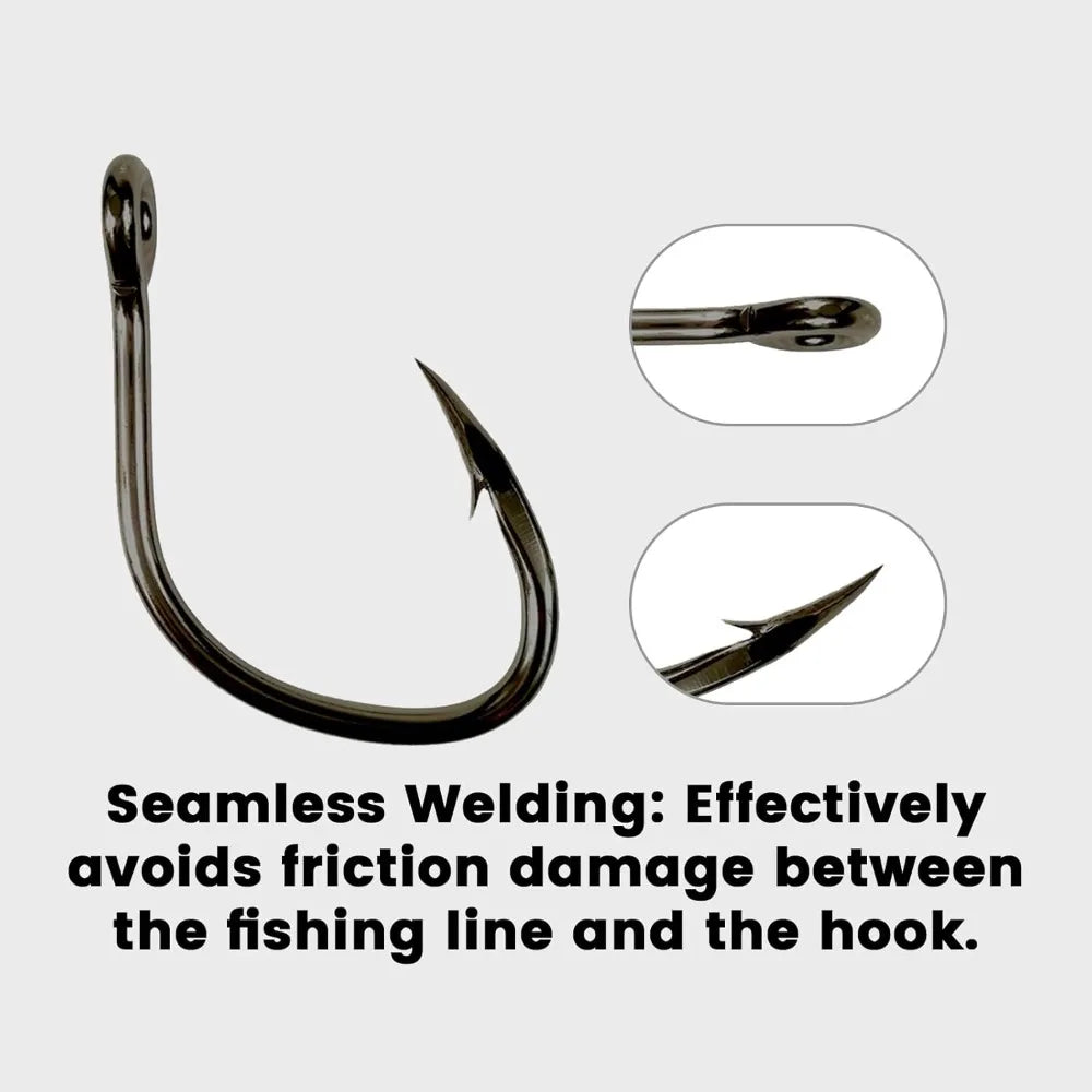 5pcs Premium Grouper Fishing Hooks - Heavy-Duty Circle Hooks for Saltwater Big Fishing Gear, Perfect for Big Game Tackle