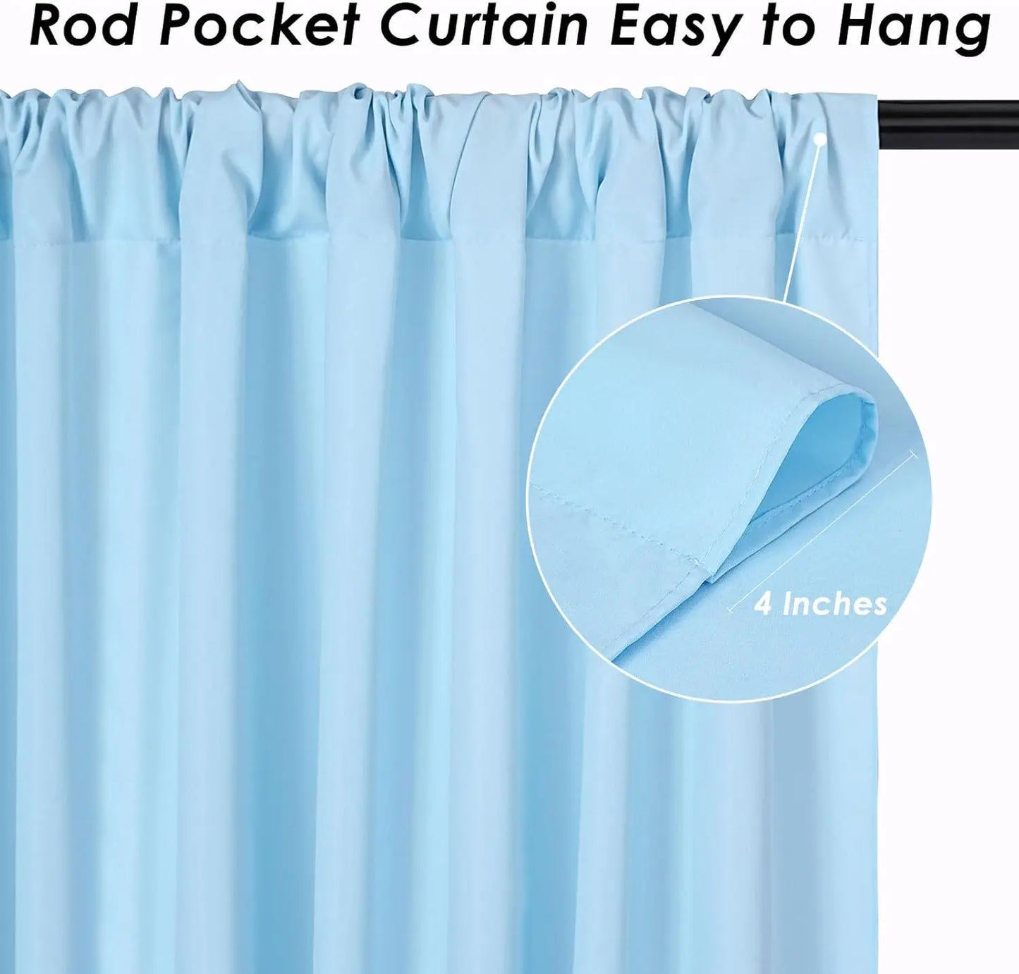 12 Panels-5ft x 10ft Baby Blue Backdrop Curtains for Parties, Soft Silky Polyester Photo Backdrop Drapes for Weddings Birthday