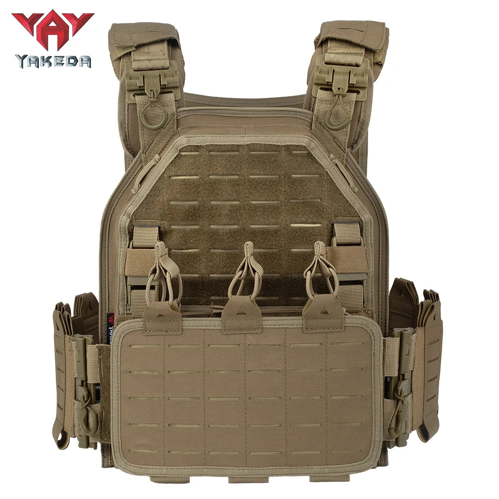 YAKEDA Tactical Outdoor Vest Quick Release Airsoft Vest for Men Adjustable Breathable Combat Training Vest with Hook and Loop