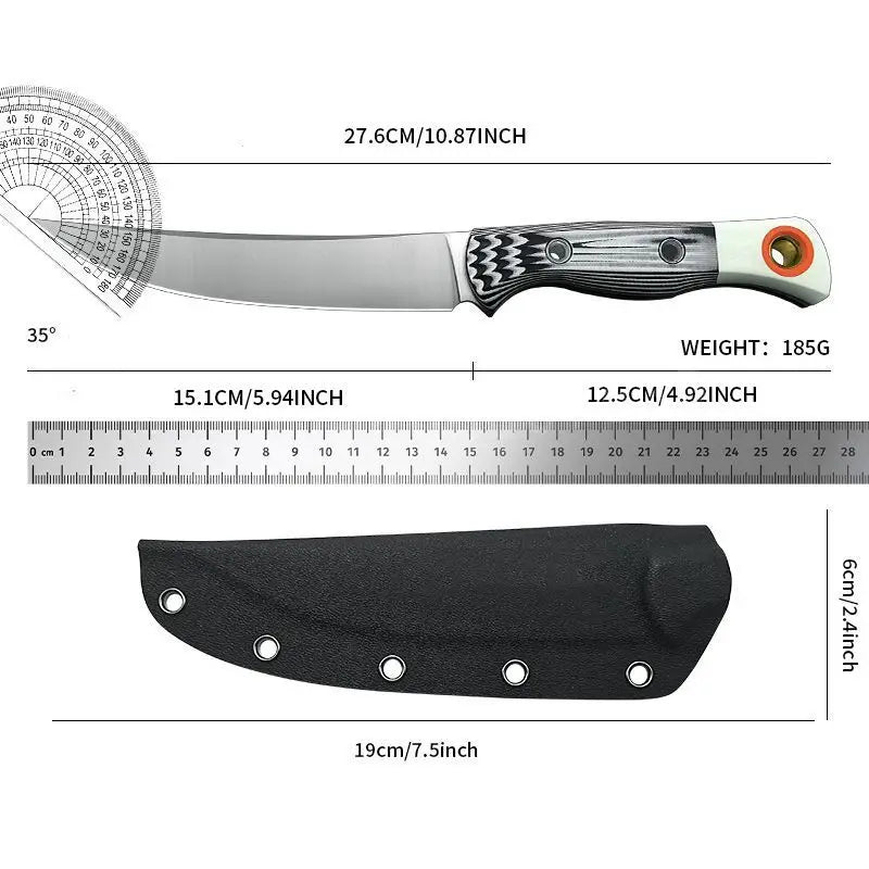 Meatcrafter 15500 High-Strength Large Straight Knife D2 Steel Blade Outdoor Tactical Camping Hunting Survival Tool Men's Gift
