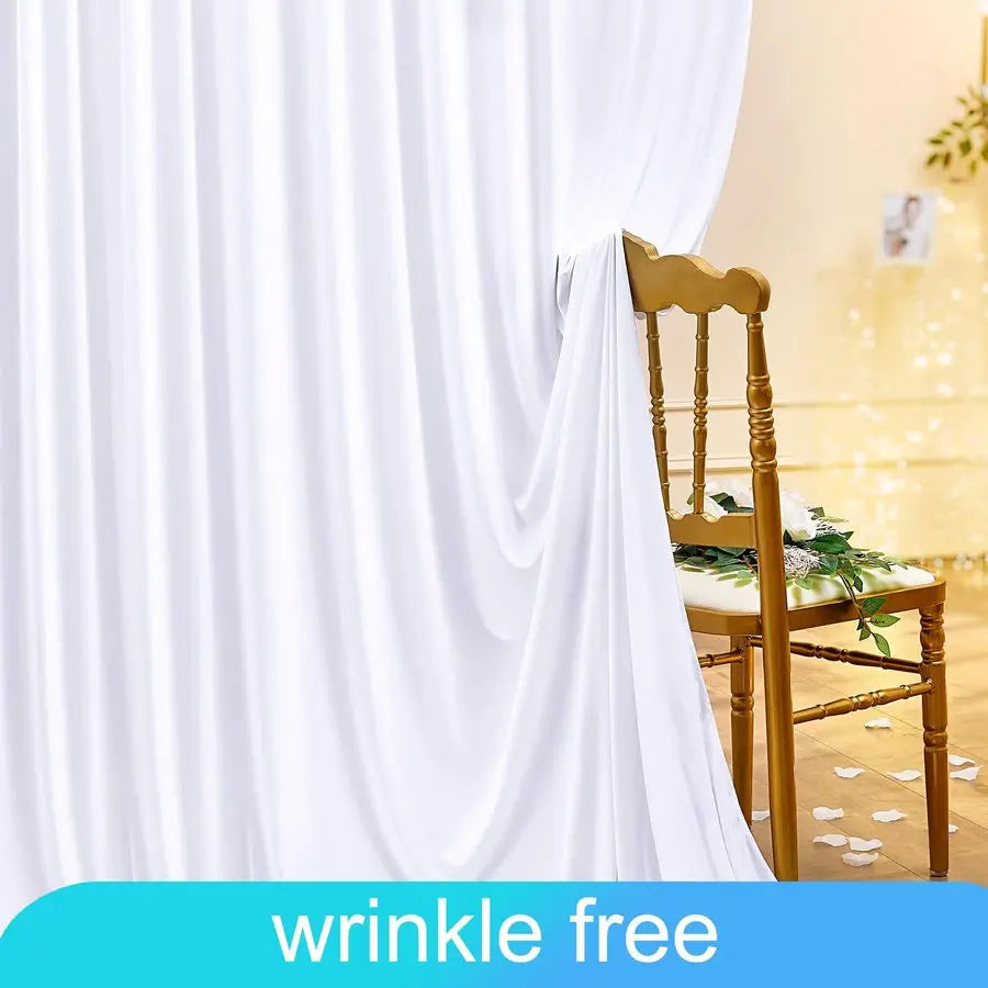x 15ft White Wrinkle Free Backdrop Curtains for Wedding Party Backdrops Curtain Drapes Fabric Decorations Photo Back Drop Cloth