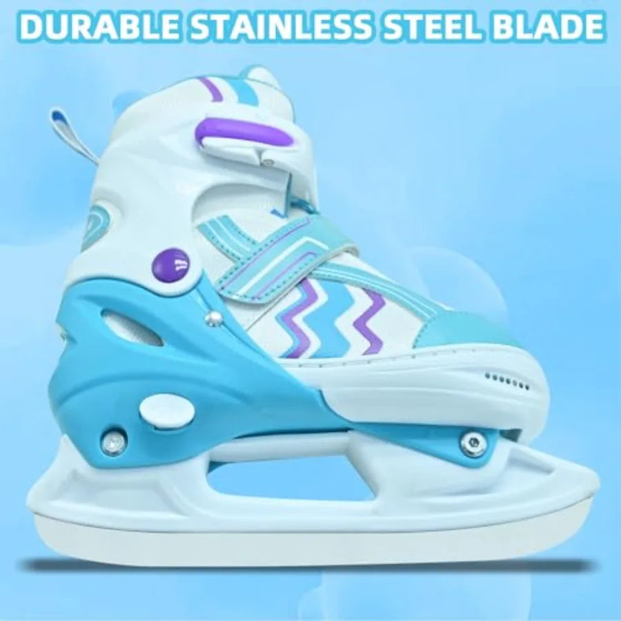 Adjustable Ice Skates for Boys Girls, Smooth Blades Iceskates, Breathable Fabric and Comfortable Lining Ice Skates, Hockey Skat