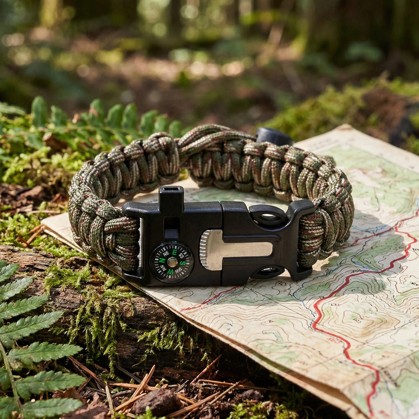 Paracord Bracelets for Men and Women Adjustable Survival Paracord Bracelet with 11.8 ft Nylon Cord, Flint Fire Starter, Camping