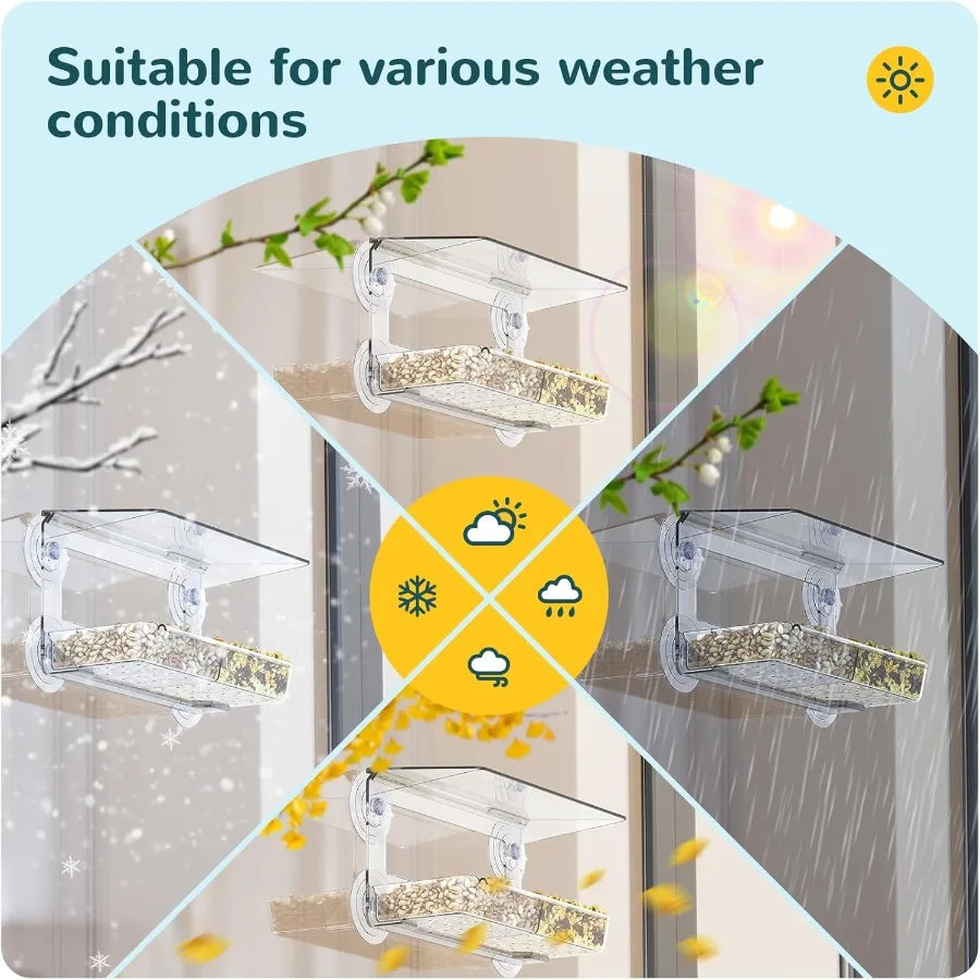 Window Bird Feeder with Strong Suction Cups Clear Window Bird feedersfor Viewing Cardil Bird Feeders for Outside Unique Gift