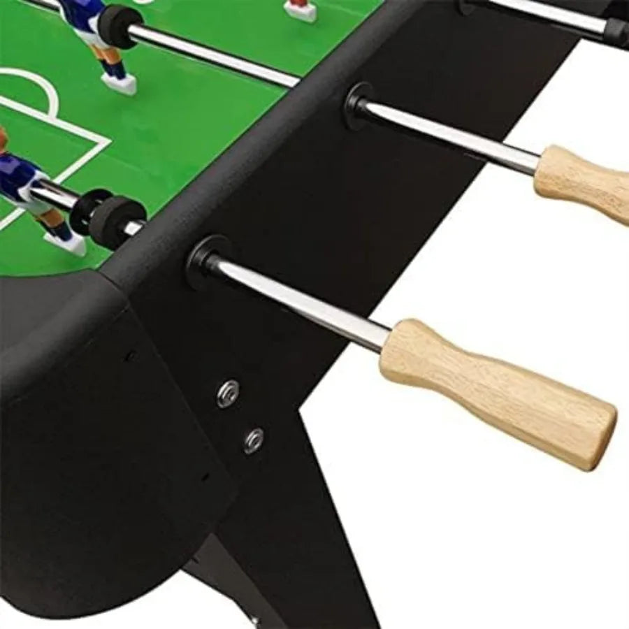Conquest 48" Foosball Table Black Brown and Gray Compact Indoor Foos Ball Table for Adults and 2 Foosballs Chrome Rods Sliding