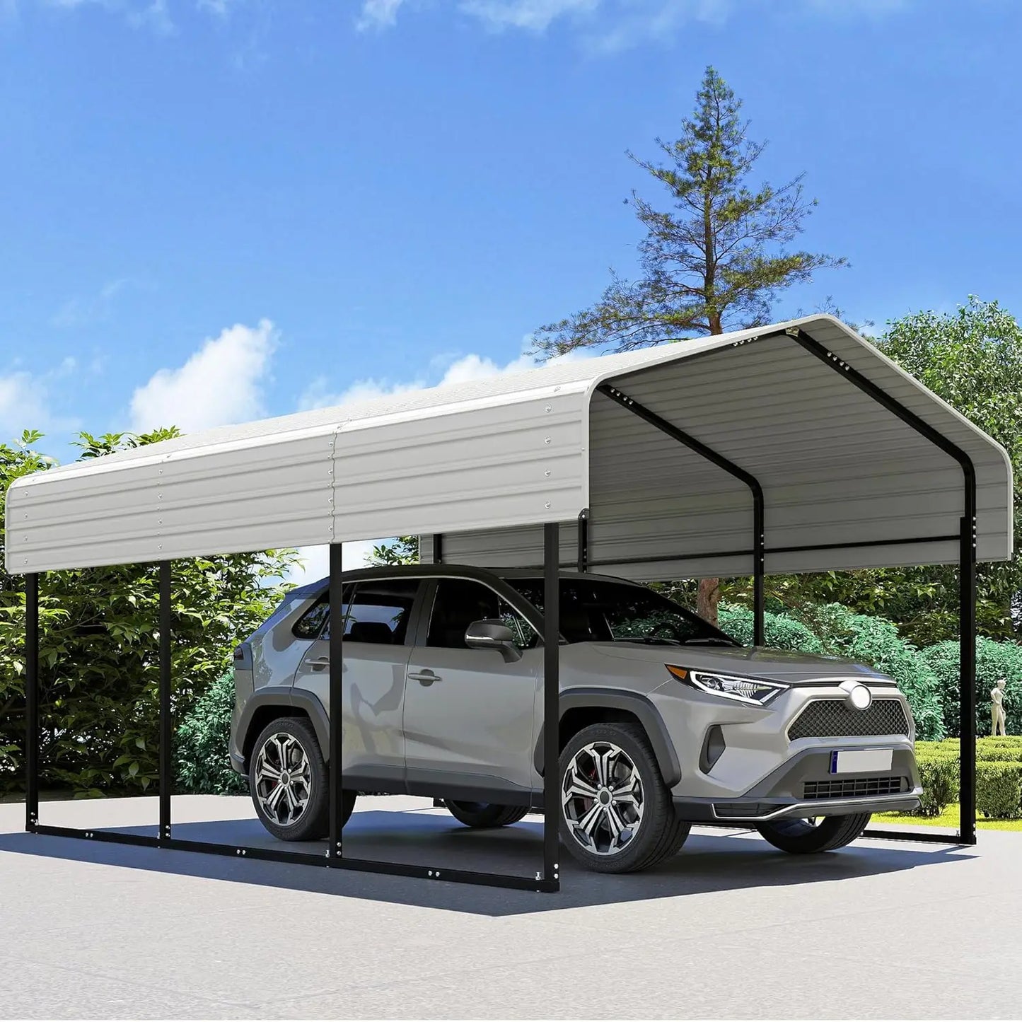 10'x15' Heavy Duty Metal Carport, Outdoor Garage Car Shelter Shade with Heavier Frame, Galvanized Roof for Car and, Customized