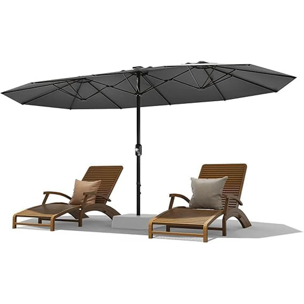 13ft Outdoor Market Umbrella Double-Sided Twin Large Patio Umbrella 99% UV Protection Fade Resistant With Crank Handle