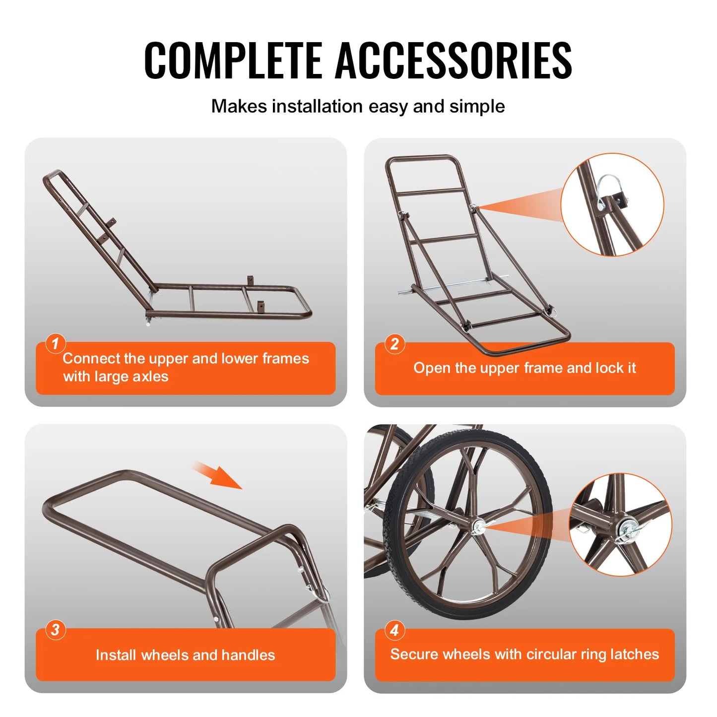 SucceBuy Deer Cart 500 LBS Capacity Folding Game Cart Deer Cart Game Hauler with Big Rubber Wheel & Ergonomic Handle for Hunting