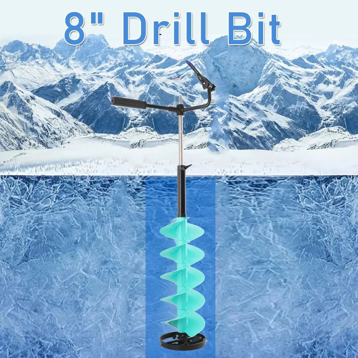 Electric Ice Auger Drill Bit Electric Ice Auger Blade Ice Drill Auger with Positioner Extension Rod for Fishing Emergency 8inch