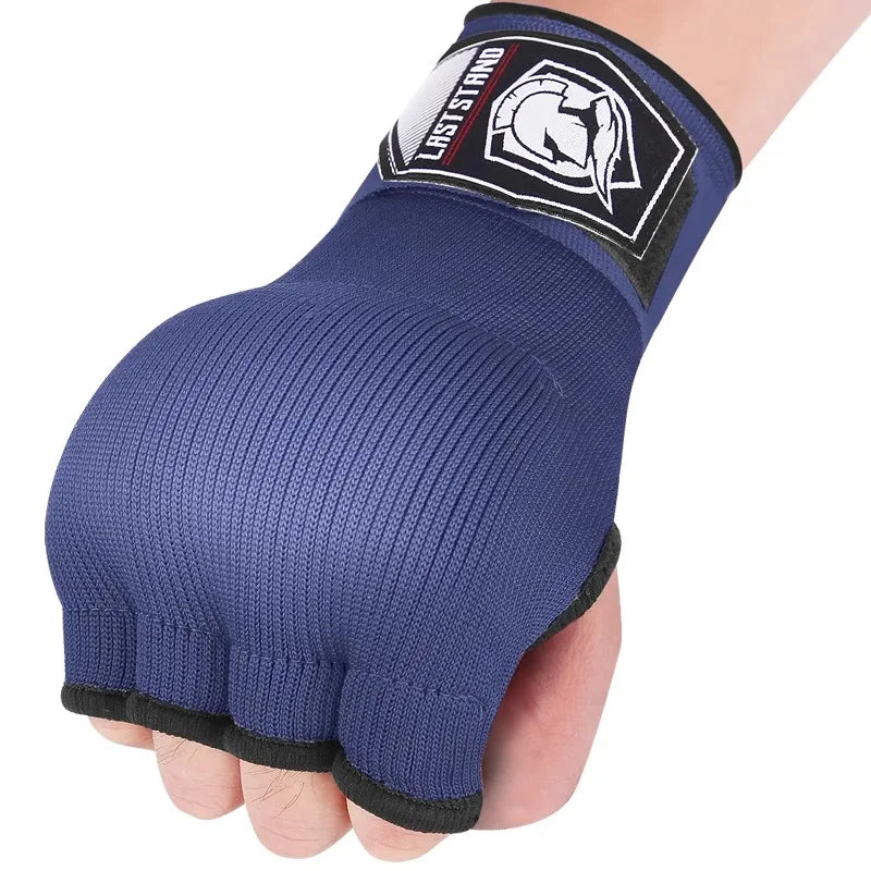 1 Pair Gel Boxing Hand Wrap Gloves Adjustable Half Finger Gloves Support with Long Wrist Strap MMA Boxing Hand Protective Gear