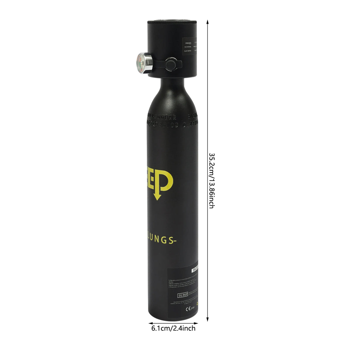0.5L Mini Scuba Tank Diving Air Tank, Portable Underwater Breathing Apparatus for Shallow Snorkeling, Water Rescue, with Manual Pump, Emergency Backup, Anti-Drop Strap