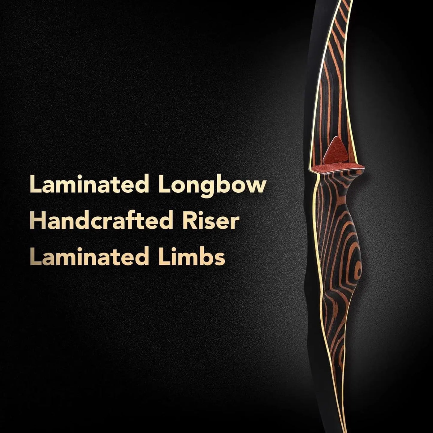 54" Traditional Recurve Bow for Hunting & Target Practice, 15-80 lbs Draw Weight, RH/LH, Bamboo Core Limbs
