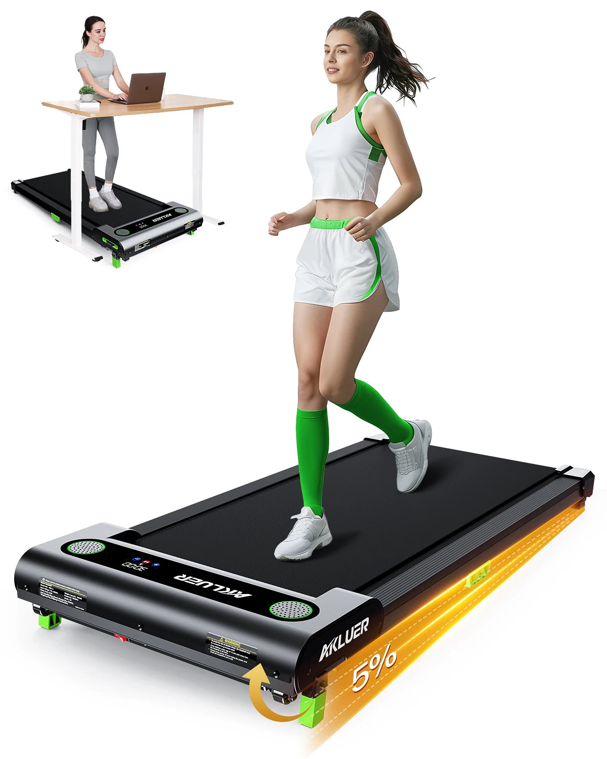 Akluer Incline Treadmills for Home,4 in 1 Walking Pad Incline,2.5 HP Under Desk Treadmill,Walking Pad Treadmill with LED Display
