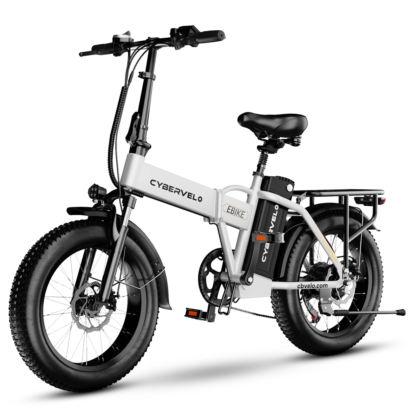 1000W Electric Bike for Adults Cybervelo EK4 Folding 48V 20Ah 30+MPH 80Miles 20" Fat Tire 7-Speed Off Road E-bike