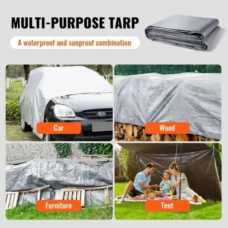 VEVOR Tarp Waterproof 16x20 ft, Plastic Poly Tarp Cover 10 Mil, Multi Purpose Tear UV and Temperature Resistant Outdoor Tarpauli