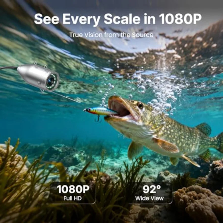 Underwater Fishing Camera for Sea Lake Boat Ice Fishing, Portable 1080P Camera with 12 IR Lights, Video Fish Finder, 1024x600 S