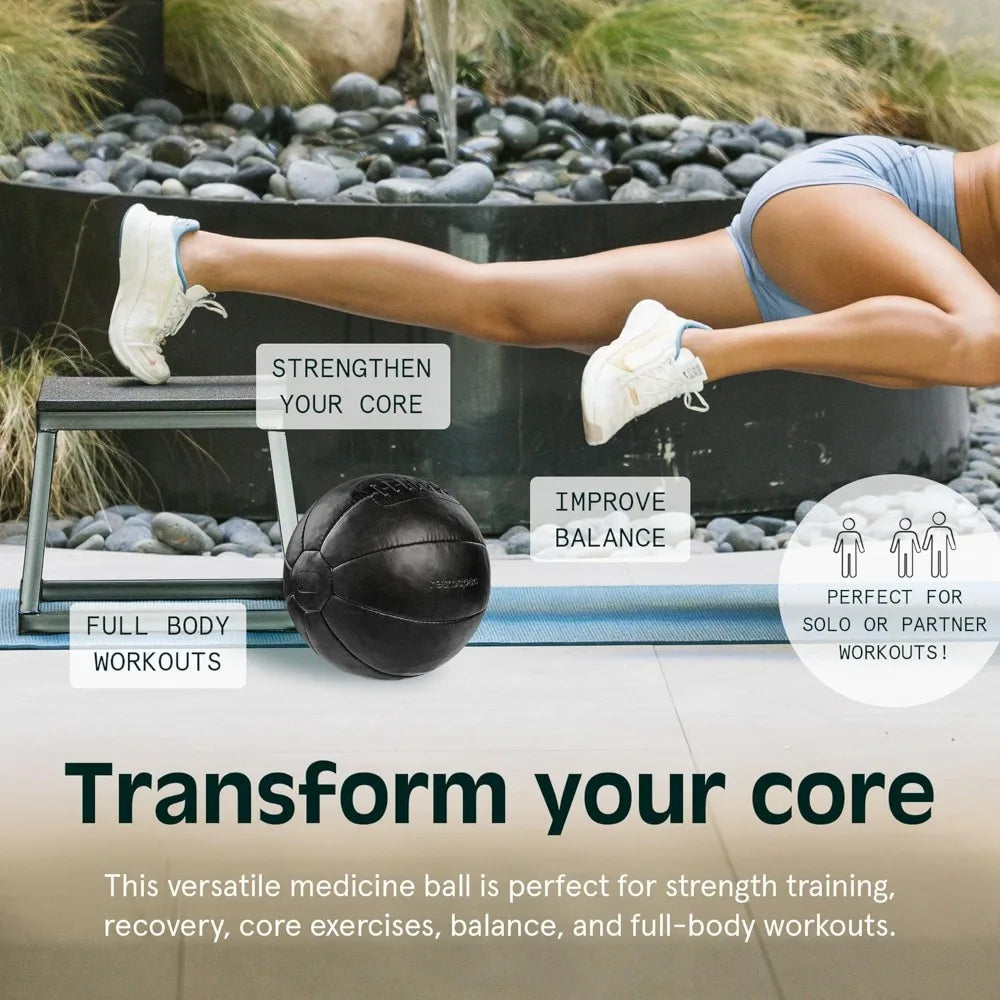 Core Weighted Medicine Ball Soft Touch Vegan Leather with Sturdy Grip for Strength Training